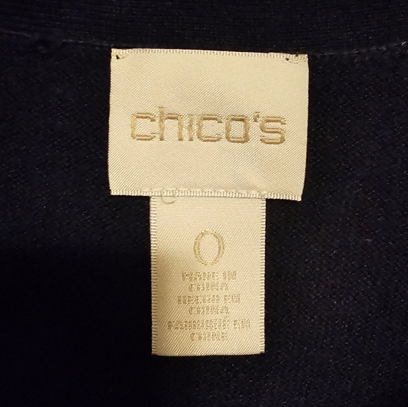 Chico's Dark Blue Long Open Front Cardigan Sweater Size 0 Small - Picture 3 of 4